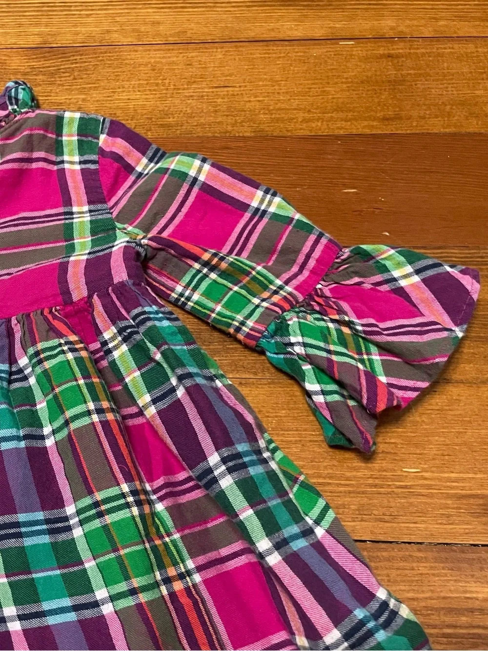 Ralph Lauren Pink and Green Plaid Ruffle Dress Size 24 Months